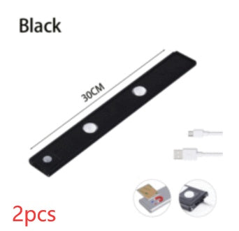 Set di 2 strisce LED nere da 30 cm con cavi USB per illuminazione