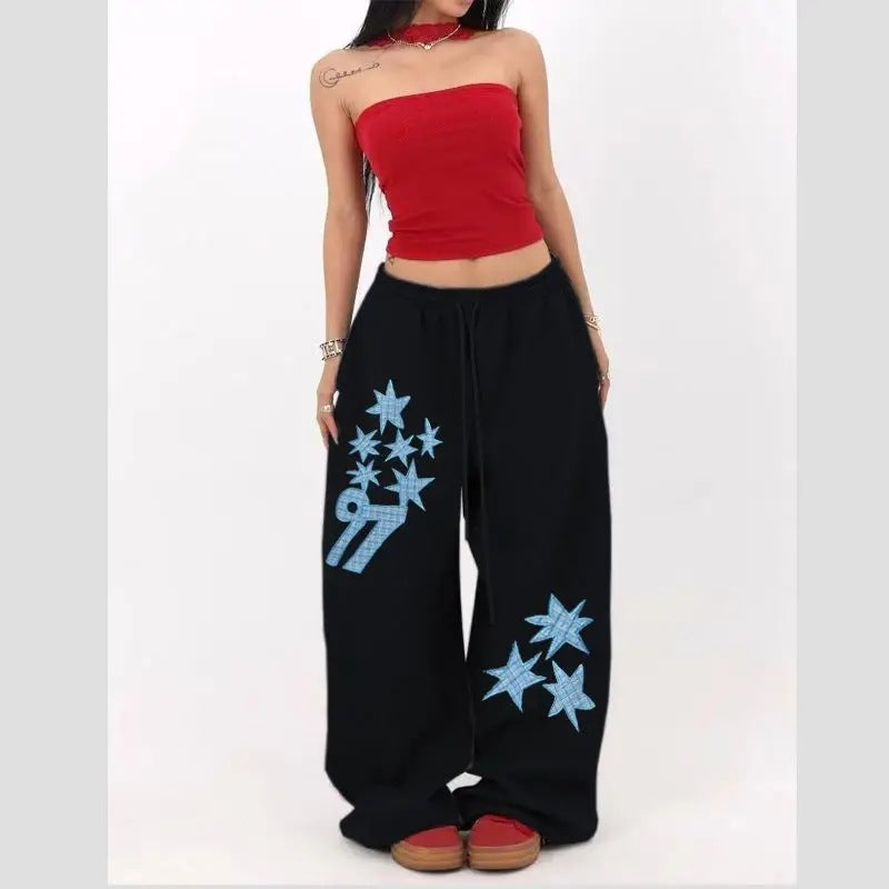 Pantaloni unisex con stampa a stelle e coulisse