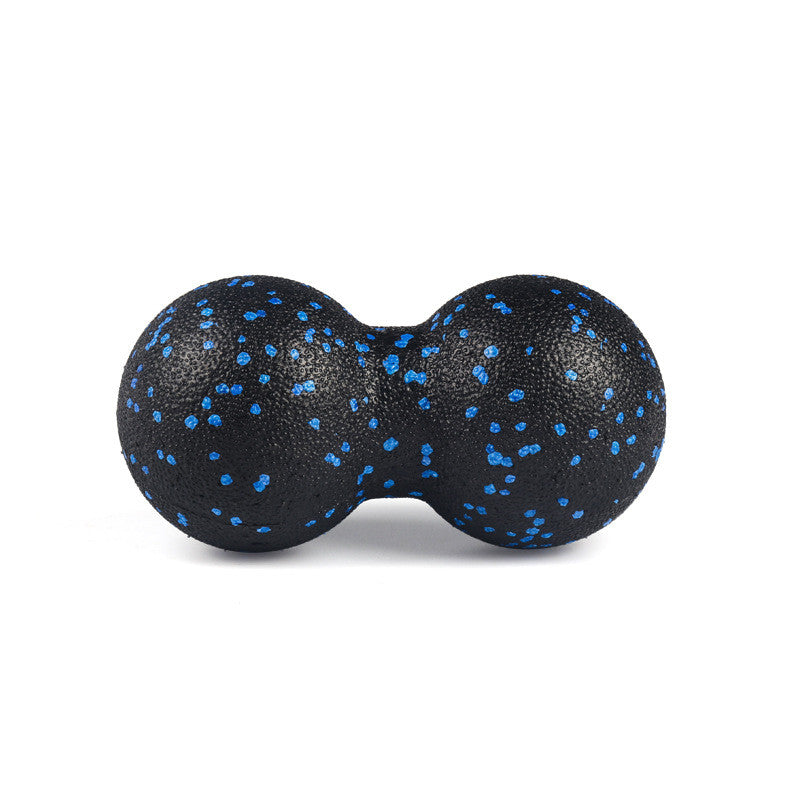Rullo massaggiatore a doppia sfera nero con macchie blu per rilassamento muscolare