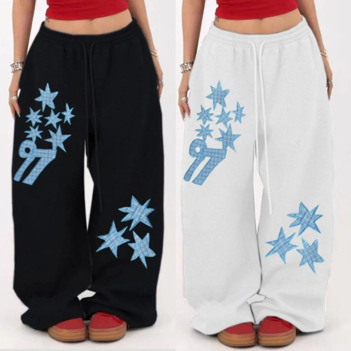 Pantaloni unisex con stampa a stelle e coulisse