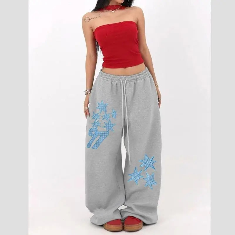 Pantaloni unisex con stampa a stelle e coulisse