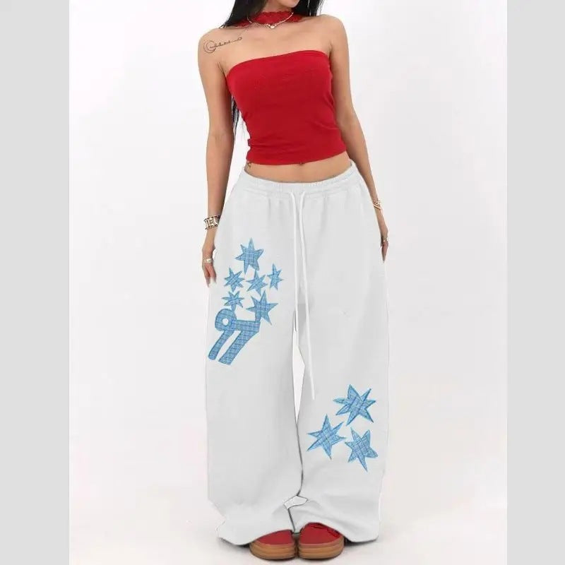 Pantaloni unisex con stampa a stelle e coulisse