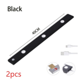 Set di 2 strisce LED nere da 40cm con connettore USB per illuminazione decorativa